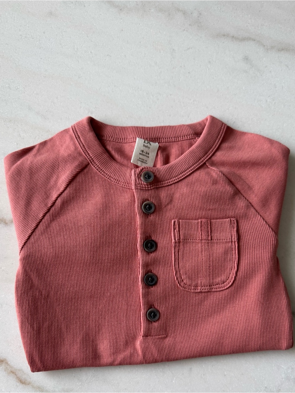 NWT BR Baby Supima Cotton Ribbed Henley Bodysuit 18–24M Dusty Rose